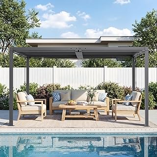 Louvered Pergola 10' x 13' Outdoor Pergola with Wind-Resistant Thickened Frame, Aluminum Patio Pergola with Adjustable Louvers Roof, Hardtop Gazebo for Deck, Garden, Backyard, Gray