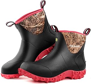 Rubber Waterproof Boots for Women - Women's Rain Boots Insulated, 6mm Neoprene Mud Boot with Steel Shank, Anti-Slip Outdoor Work Shoes for Hunting, Gardening, Farming, Yard Working