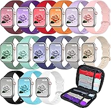 15 Pack Sport Band Compatible with Apple Watch Bands 38mm 40mm 41mm 42mm 44mm 45mm 46mm 49mm for Women Men, Silicone iWatch Bands with Storage Organizer for iWatch Ultra Series 11 10 9 8 7 6 5 4 3 SE