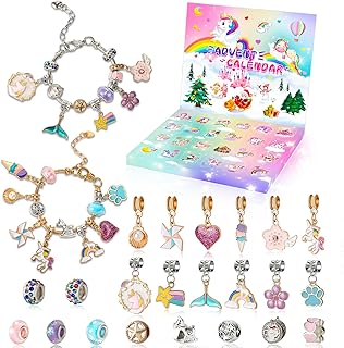 Advent Calendar 2025 Girls, 24 Days Christmas Countdown Calendar with 2pcs DIY Charm Bracelets Kits, DIY Christmas Charm Bracelet Gifts for Girls Kids Women