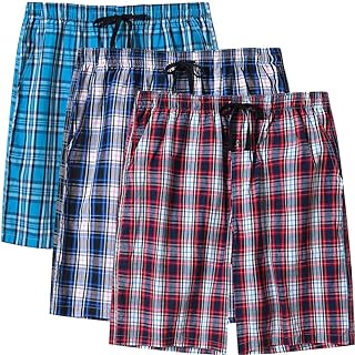 Men's Sleepwear Shorts Pajama Bottom Lounge Short Plaid Button Open Fly 3Pack