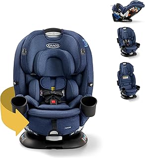Graco Turn2Me 3-in-1 Rotating Convertible Car Seat, Brighton, Rear-Facing Rotation Only, Forward-Facing Mode, Highback Booster Up to 100 lbs, Adjustable Headrest & Harness, Steel Reinforced Frame