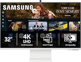 32” Smart Monitor M8 (M80F) 4K UHD Display, Samsung Vision AI, Smart TV Apps, Gaming Hub, USB-C, HDMI and USB-A, White, LS32FM803UNXZA, 2025