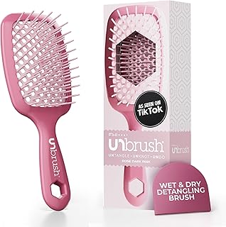 FHI Heat UNbrush Detangling Brush for Pain-Free Brushing on All Wet or Dry Hair Types — Durable DuoFlex Anti-Static Bristles, Lightweight Handle, Vented Hair Brush