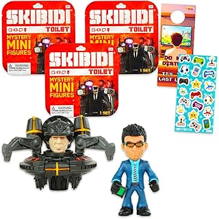Blind Bag Party Favors 3 Pack – Bundle with 3 Mini Figure Blind Bags Series 1 Plus Stickers, More | Skibidi Toilet Mystery Figurine for Teens, Adults