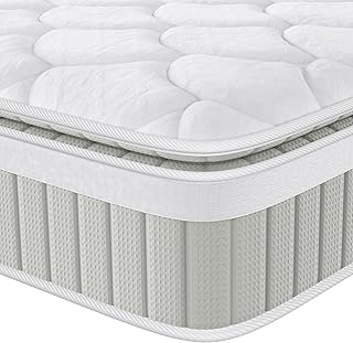 12 Inch Queen Mattress, Queen Pillow Top Mattress in a Box, Optimized Memory Foam and Individually Pocket Springs, Pressure Relief & Motion Isolation, Plush Comfort & Fiberglass Free