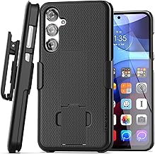 DuraClip Designed for Samsung Galaxy S24 Belt Clip Case with Phone Holster and Kickstand (Black)