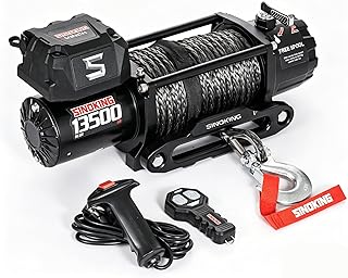 SINOKING 13500 lb Electric Winch for Jeep, Truck, SUV, Trailer Winch & Boat Winch – Heavy Duty Synthetic Rope 12V Winch, Waterproof Towing Winch with Wireless and Wired Remote