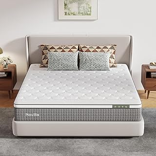 12 Inch Full Size Mattress, Hybrid Mattress Full with Pocketed Coils & Gel Infused Memory Foam & Nylon Cooling Fabric for Motion Isolation & Pain Relief Comfort CertiPUR-US Certified