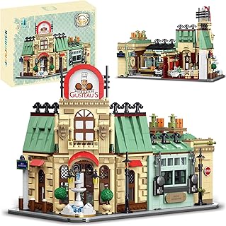Parisian Garden Hotel & City Kitchen Building Set, Creator Modular House Architecture Collection, French Bistro Gourmet Chef Model, Romantic Street View Gift for Adults 2376Pcs
