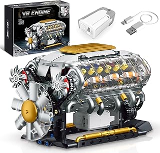 V8 Engine Model Kit that Runs, Build Your Own Mini Visible Car Motor, Physical Science Experiment Building Set for Adults & Teens, STEM Toy Gift for Boys 14+ (703 PCS)