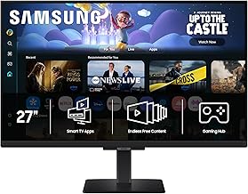 27-Inch M5 (M50F) Series FHD Smart Monitor with Streaming TV, Speakers, HDR10, Gaming Hub, Multiple Ports, Workout Tracker, Vision Accessibility Tools, Black, LS27FM502ENXZA