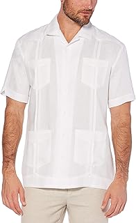 Men's 100% Linen Short Sleeve Button-Down Guayabera Shirt (Available in Big & Tall)