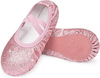 Ballet Shoes for Girls Glitter | Metallic Faux Leather Ballet Slippers Dance Shoes for Toddler/Little/Big Kids