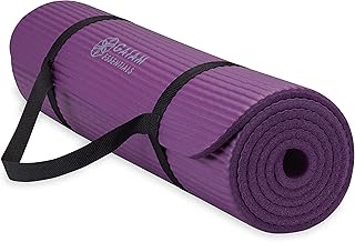 Gaiam Essentials 2/5" Thick (10mm) Yoga & Pilates, Fitness & Exercise Mat with Easy-Cinch Carrier Strap Cusion Support For Fitness and Gym Workouts