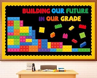 87 Pcs Building Blocks Bulletin Board Set Classroom Decoration Back to School Building Our Future in Our Grade Cutouts for Classroom School Chalkboard Wall Valentine Decor Party Supplies