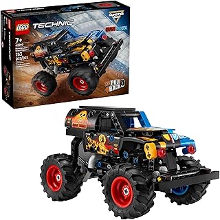 Technic Monster Jam Grave Digger Fire and Ice Building Toy for Boys & Girls - Monster Truck Toy W/Pull-Back Racing Action for Kids, Ages 7+ - Gift Idea for Birthdays - 42219