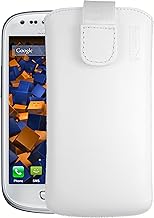 mumbi Case with Flap and Pull-Up Strap for Samsung Galaxy S3 Mini Real Leather White