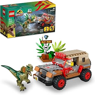 Jurassic Park Dilophosaurus Ambush 76958 Building Toy Set for Jurassic Park 30th Anniversary, Dinosaur Toy with Dino Figure and Jeep Car Toy; Gift Idea for Grandchildren and Kids Ages 6 and Up