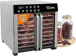Excalibur Food Dehydrator 8-Tray for Jerky, Fruit, Vegetables, Herbs, Pet Treats, 7.2 Cu Ft Drying Space with Adjustable Temperature Control and 80 hour digital timer, 8-Tray, Stainless Steel