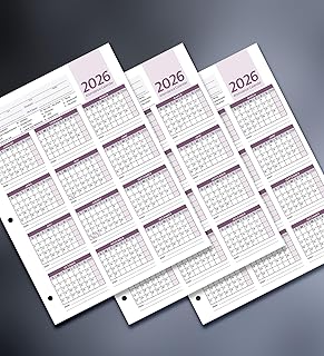 Attendance Calendar Employee Card Attendance Record Tracker 2026, Heavy 100lb Cardstock Paper 8.5 x 11 inches (Purple, Pack of 25 Sheets)