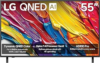 55-Inch Class QNED AI 4K QNED82A Series Smart TV w/AI Sound, HDR10, 4K Super Upscaling, Filmmaker Mode, Wow Orchestra, Alexa Built-in (55QNED82AUA, 2025)