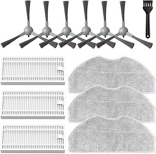 Accessories Kit for ROPVACNIC S1, for Tipdiy G90, for betboyles V75S, for VIPSUN Z1, for PrettyCare C2 Robot Vacuum Replacement Parts, 6 Side Brush, 3 HEPA Filter, 3 Mop Pad