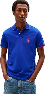 Men's Short Sleeve Casual Polo Shirts in Regular Fit with Embroidered Crest Design