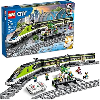 City Express Passenger Train Set, 60337 Remote Controlled Toy, Gifts for Kids, Boys & Girls with Working Headlights, 2 Coaches and 24 Track Pieces