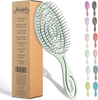 Ninabella Detangle Hair Brush for Women & Men - Does not Pull - Straightening Brushes for Straight & Curly Hair - Unique Spiral Detangling Hairbrush - Green