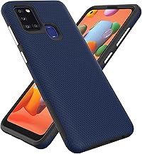 for Samsung Galaxy A21S Case，Dual Layer, Enhanced Grip, Anti-Scratch, Rigid Texture, Independent Button(Navy Blue)