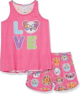 girls Sleeveless Tank Top and Short 2 Piece Pajama Set