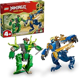 NINJAGO Jay's Dragon Mech Fight Building Toy - Pretend Play Set for Boys & Girls, Ages 4+ - Includes 2 Minifigures - Gifts for Birthdays - 71853