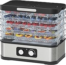 Compact Food Dehydrator Machine for Jerky & Fruit, 250W Small Food Dryer, 5 Stackable BPA-Free Trays with Temperature Control for Beef and Deer Jerky, Mushroom, Herbs & Pet Treats, 72H Max