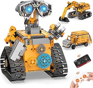 Robot Building Kit Toys for Boys Age 8-12 with 700 Pcs, 3 in 1 Robotics Excavator Garbage Truck with App & Remote Control, Coding Robot Building Set, Birthday Gifts for 8-14 Years Old Boys