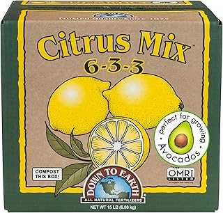 Down To Earth All Natural Fertilizers Organic Citrus Mix - Plant Food for Lemons, Limes, Oranges and Avocados 6-3-3, 15 lb