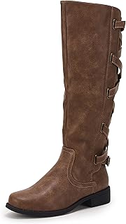 Womens Lace Up Knee High Boots Motorcycle Riding Flat Low Heels Strappy Winter Combat Boots