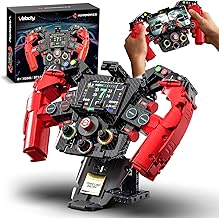 F1 Racing Steering Wheel Building Set Concept Red, Mechanical Sim Driving Cars Wheels, Compatible with Lego F1 Merchandise, Collectible Model Gift for Teens Boys 10+ Adults - 971 PCS
