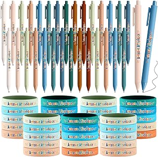 Dunzoom 60 Pcs Perfect Attendance Awards for Classroom Awesome Attendance Ballpoint Pens and Silicone Bracelets for Student Behavior Incentives Classroom Rewards Teacher Supplies