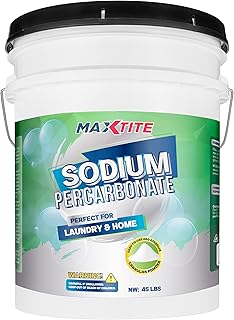 MAXTITE Sodium Percarbonate (45 lbs) - 100% Pure - Solid Hydrogen Peroxide/Oxygenated Bleach - Multi-Use Cleaner for Home & Laundry - HDPE container w/ Resealable Child Resistant Cap