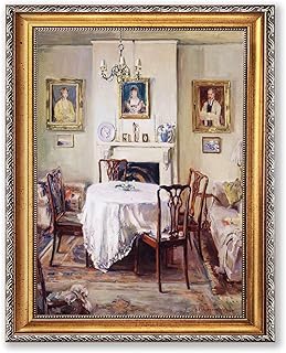 Elegant Dining Room Poster Canvas Print Oil Paintings Reproduction World Classics, Vintage Artwork Wall Art, Painting, Pictures, Wall Decor,Home Decor, Apartment, Office (Retro Framed,12L x16W)