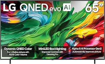 65-Inch Class QNED evo AI QNED85A Series Mini LED 4K Smart TV w/AI Picture, AI Sound, HDR10, AI Super Upscaling 4K, Filmmaker Mode, Wow Orchestra, Alexa Built-in (65QNED85AUA, 2025)