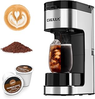 CHULUX SoloBrew Single Serve Coffee Maker, for K Cup and Ground, 3 Brew Sizes with Strong Button & Over Ice Feature, 14oz Removable Reservoir, for Home, Travel, RV, Office and Dorm