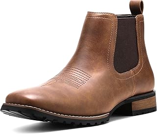 Chelsea Cowboy Boots for Men Square Toe Western Boots Classic Casual Work Ankle Boots-botines para hombre