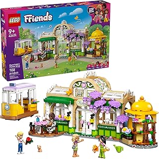 Friends Plant Café & Flower Shop Pretend Play Building Toy - Playset with 4 Minidolls and Cat Toy for Creative Storytelling - Birthday Gift Idea for Girls and Boys, Ages 9 and Up - 42671