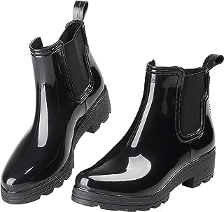 Women's Short Rain Boots Waterproof Slip On Ankle Chelsea Booties