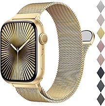 BELONGME Mesh Metal Loop Compatible with Apple Watch Band 40mm 41mm 38mm 42mm Series 11 10 9 8 7 6 5 4 3 2 1, SE 3 2 1 Women Men, Stainless Steel Strap with Magnetic Clasp for iWatch Bands