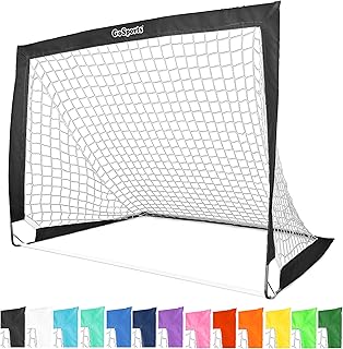 GoSports Portable Soccer Goals for Kids - 13 Color Options - Choose 4 x 3 ft or 6 x 4 ft - Team Tone Pop Up Nets for Backyard