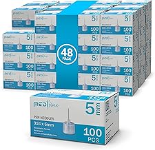 Medt - Fine Insulin Pen Needles (31G 5mm), Diabetic Needles for Insulin Injections, Ultra Fine Compatible with Most Diabetes Pens - 48 Boxes of 100ct Bulk