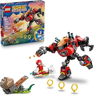 Sonic The Hedgehog Knuckles vs. Dr. Eggman Egg Crusher Mech Building Toy - Pretend Play Building Blocks W/2 Minifigures for Kids, Ages 8+ - Gift Idea for Boys, Girls, & Any Gaming Fans - 77005